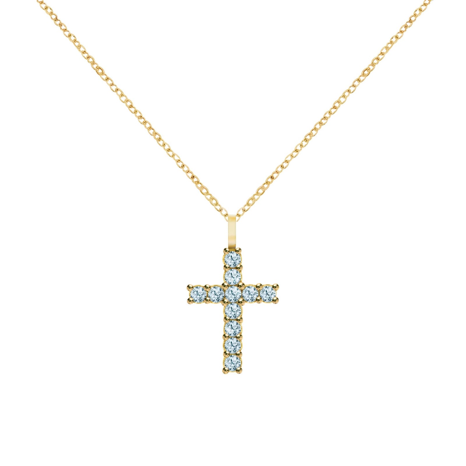 Rosecliff Cross Nantucket Blue Topaz Pendant in 14k Gold (December)