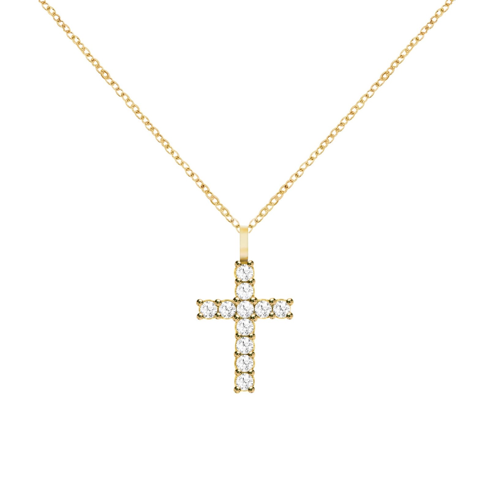 Rosecliff Cross Diamond Pendant in 14k Gold (April)