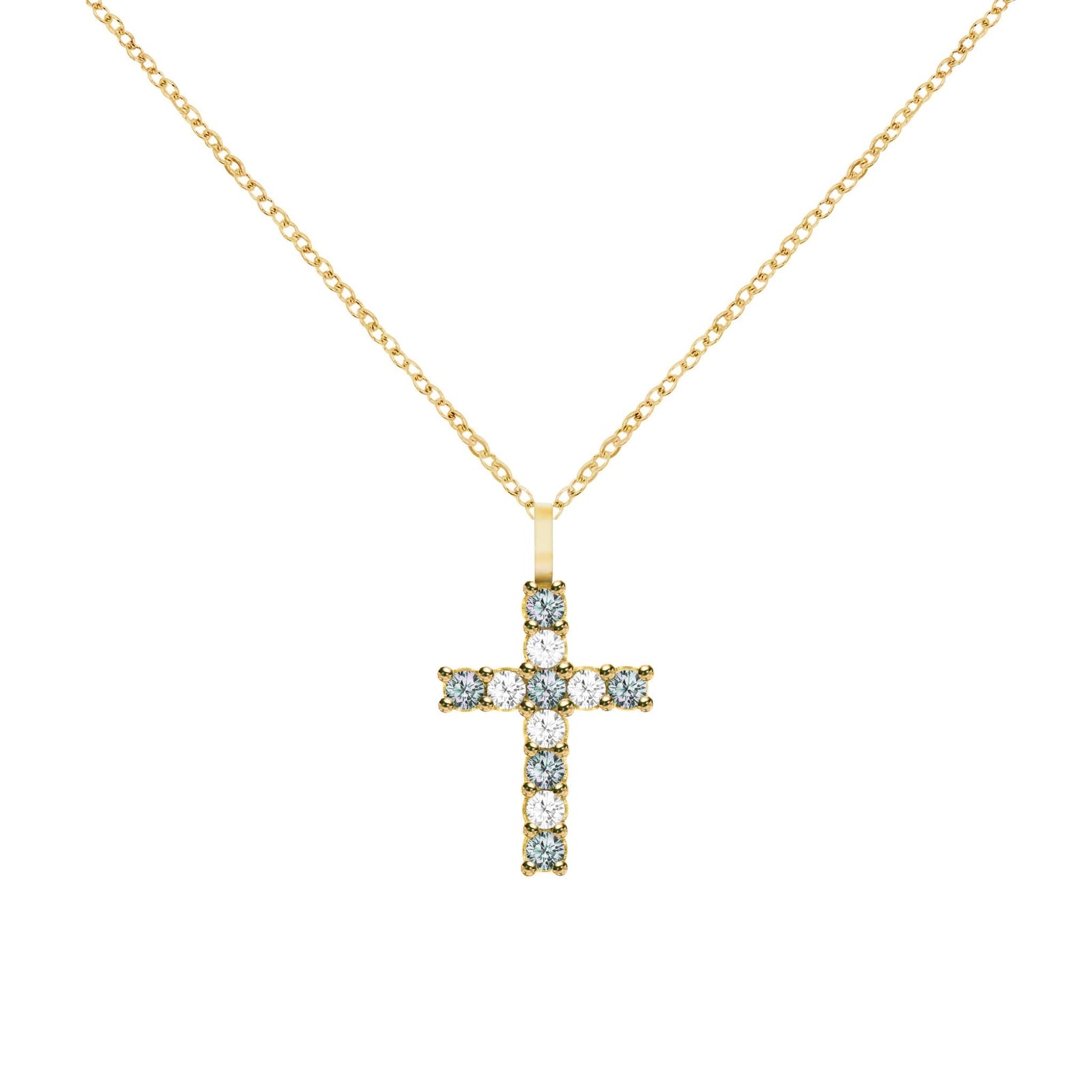 Rosecliff Cross Diamond & Alexandrite Pendant in 14k Gold (June)