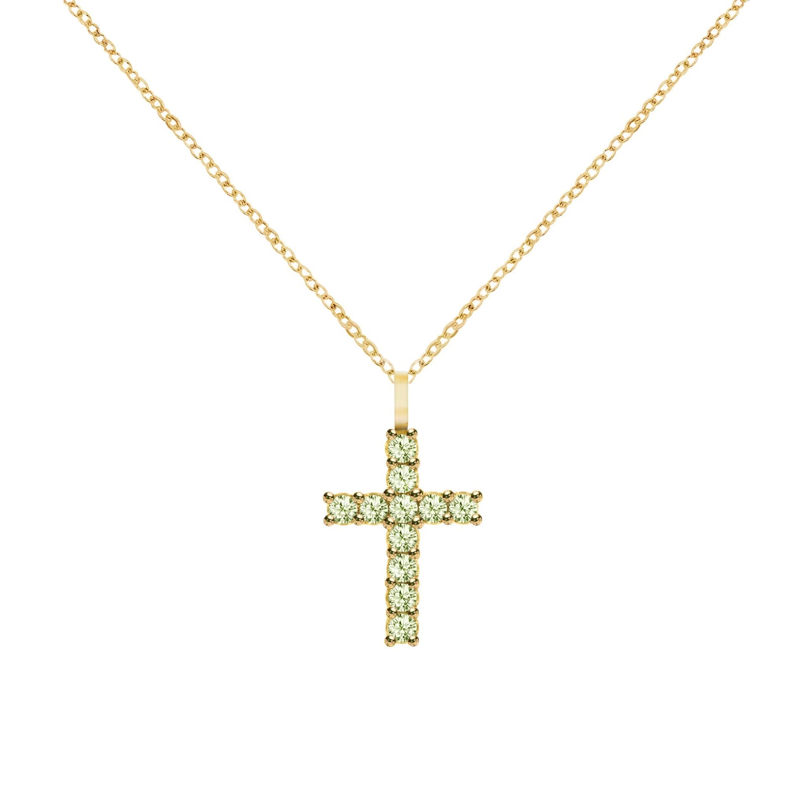 Rosecliff Cross Peridot Pendant in 14k Gold (August)