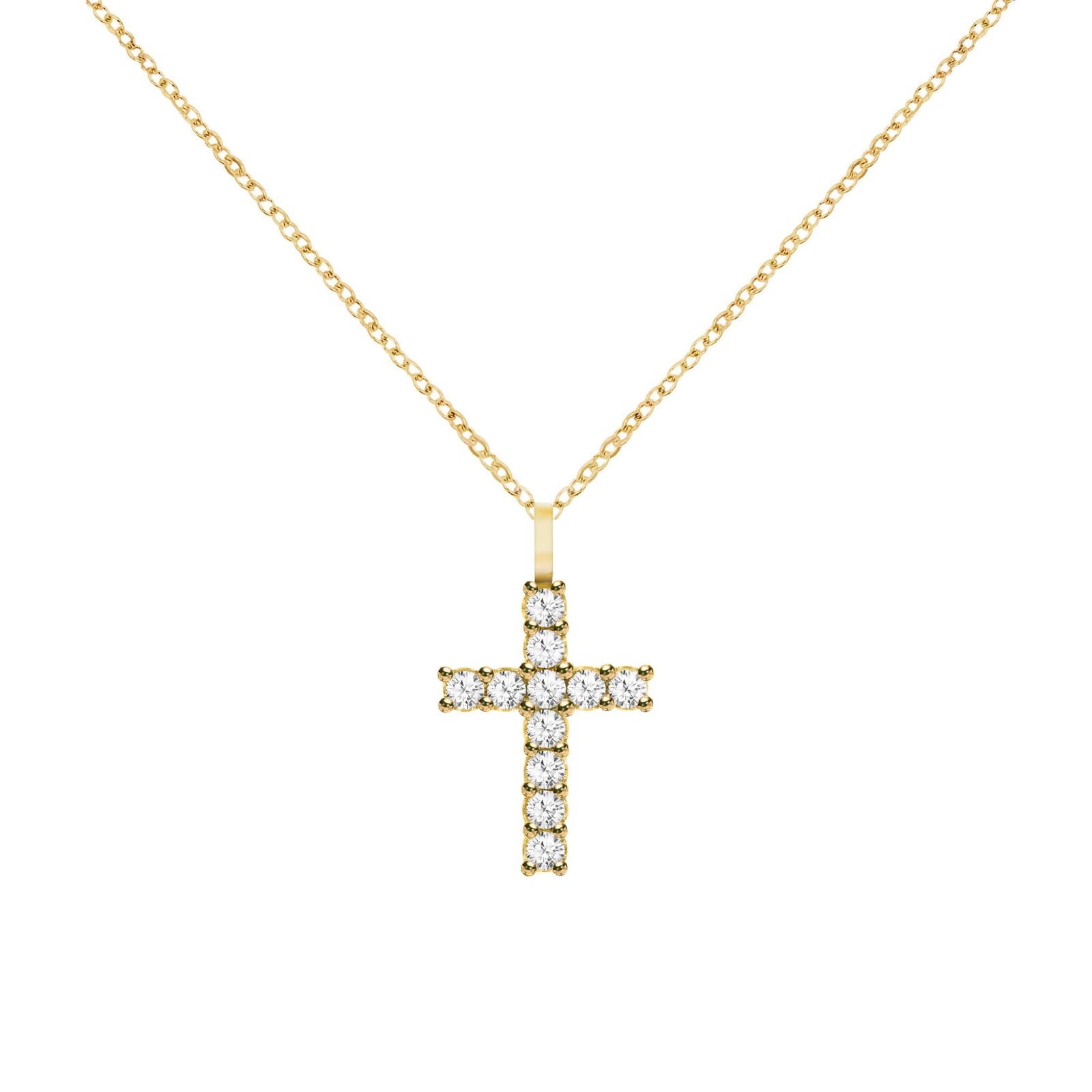 Rosecliff Cross White Topaz Pendant in 14k Gold (April)