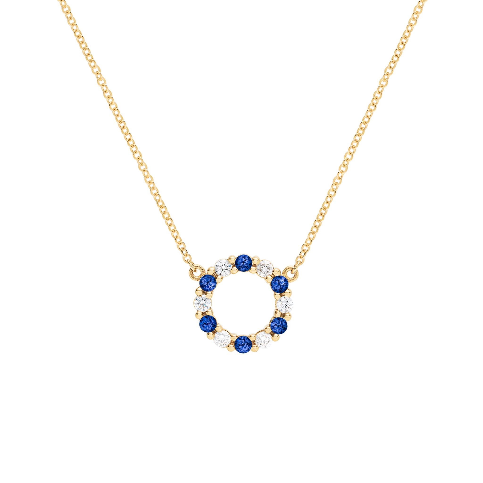 Yellow gold sapphire and diamond necklace Clearance