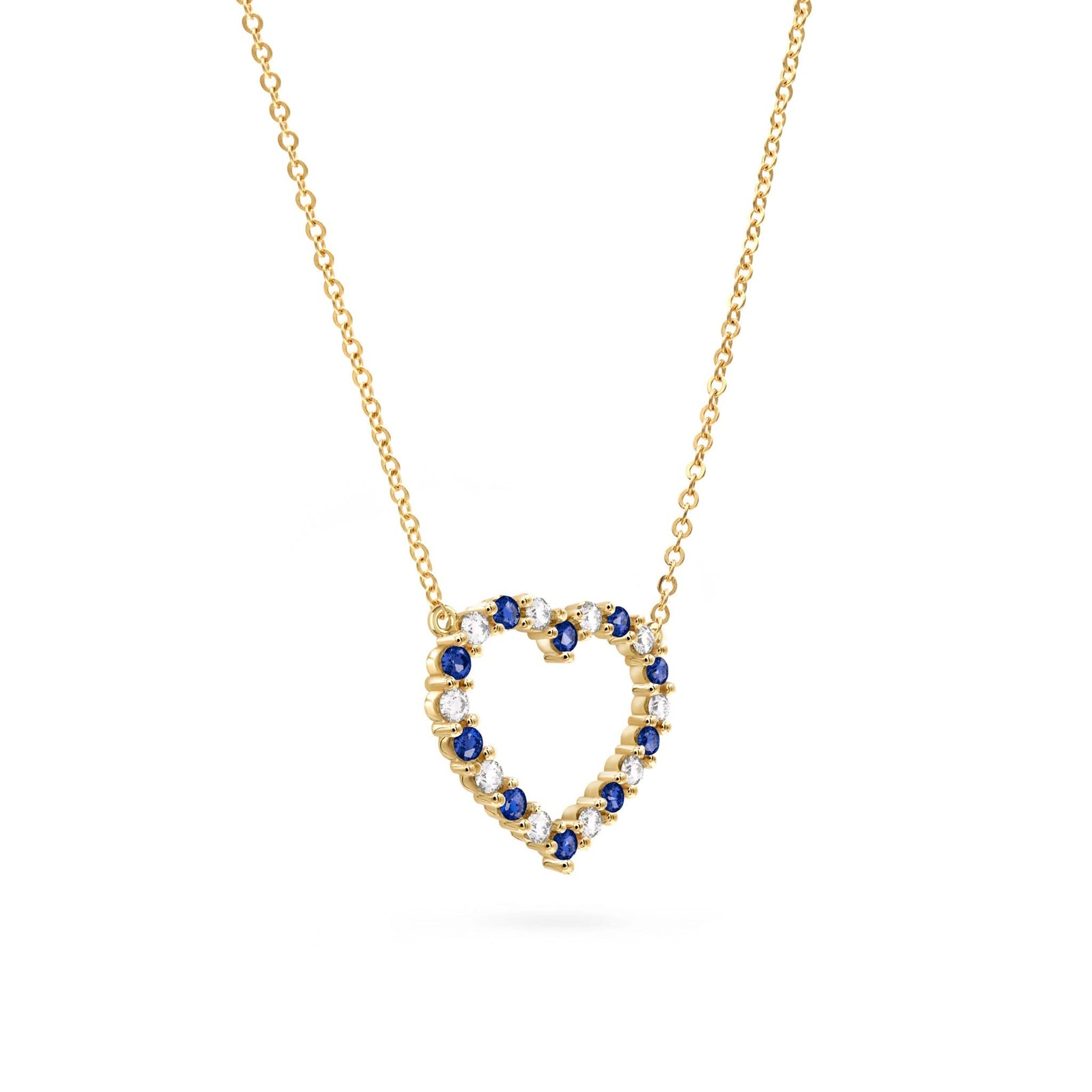Rosecliff Heart Diamond & Sapphire Necklace in 14k Gold (September)