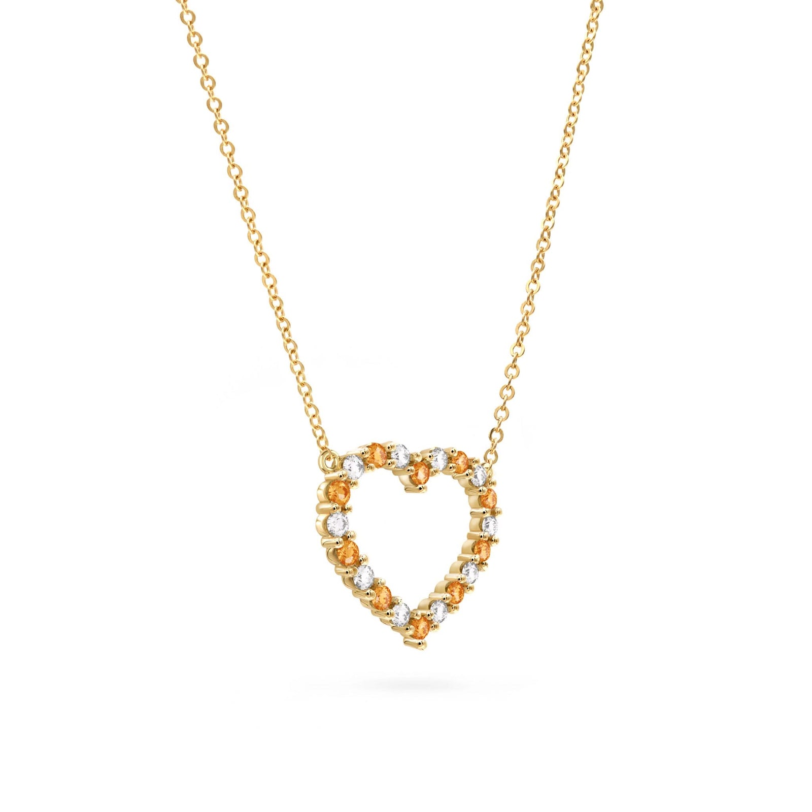Rosecliff Heart Diamond & Citrine Necklace in 14k Gold (November)