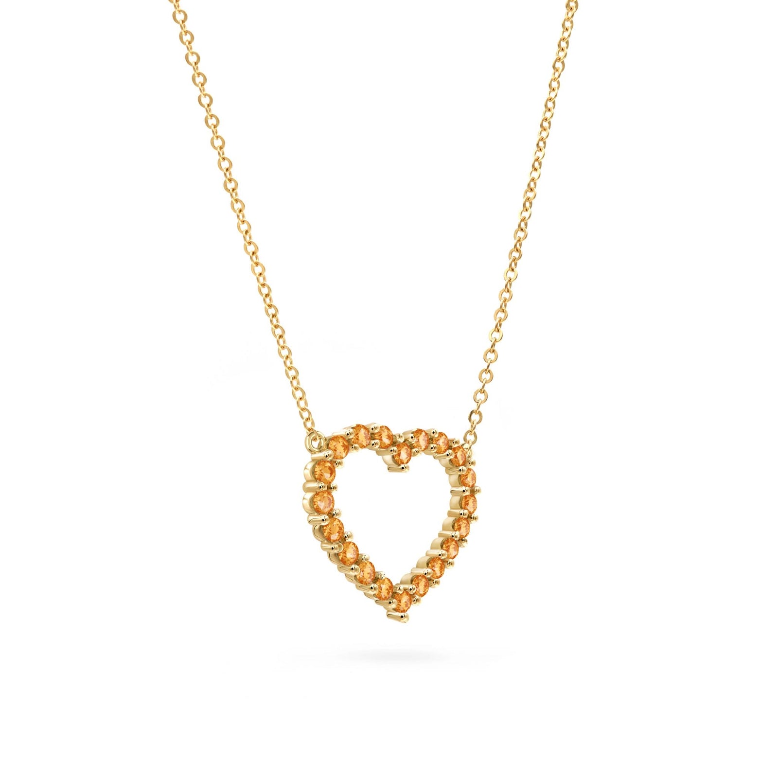 Rosecliff Heart Citrine Necklace in 14k Gold (November)