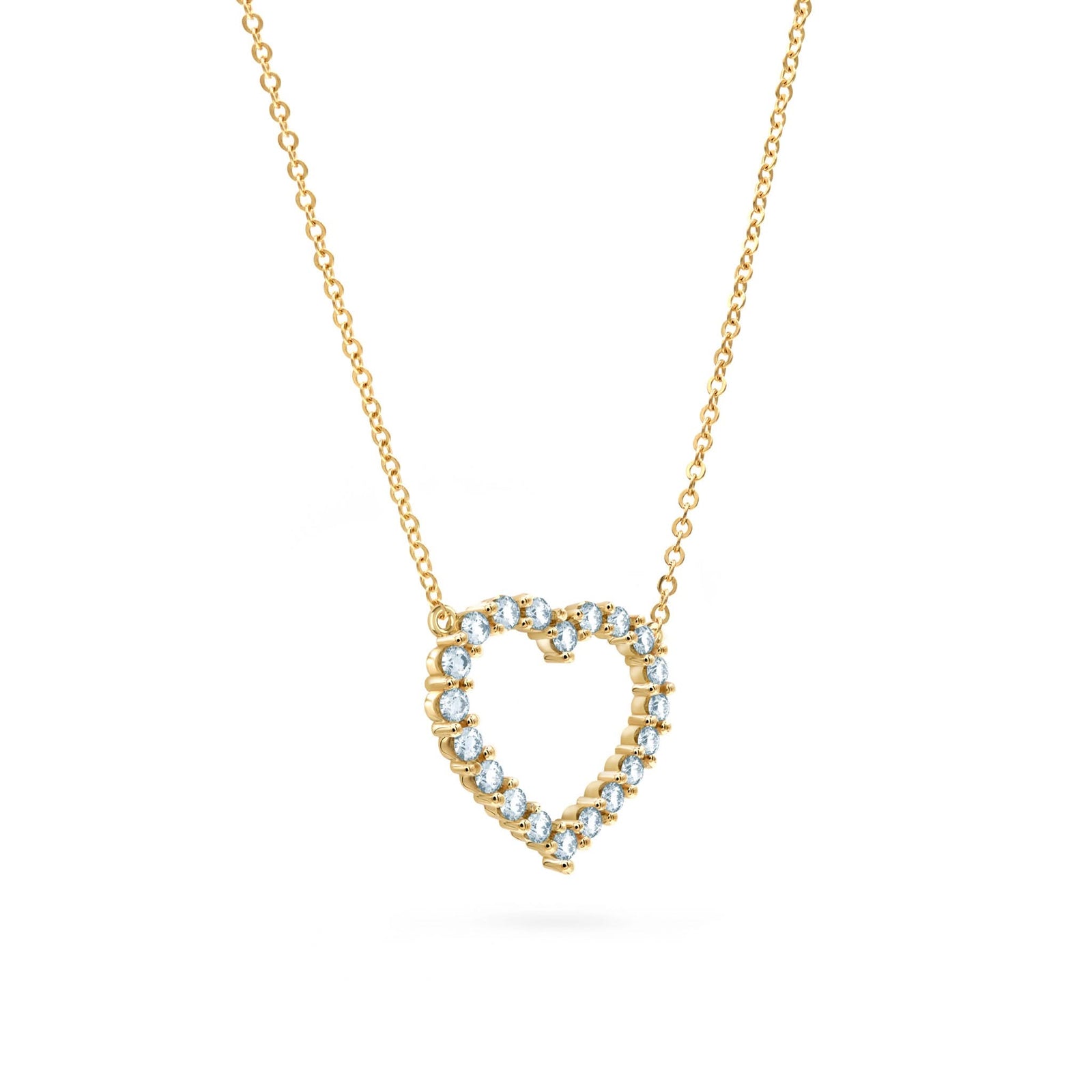 Rosecliff Heart Nantucket Blue Topaz Necklace in 14k Gold (December)