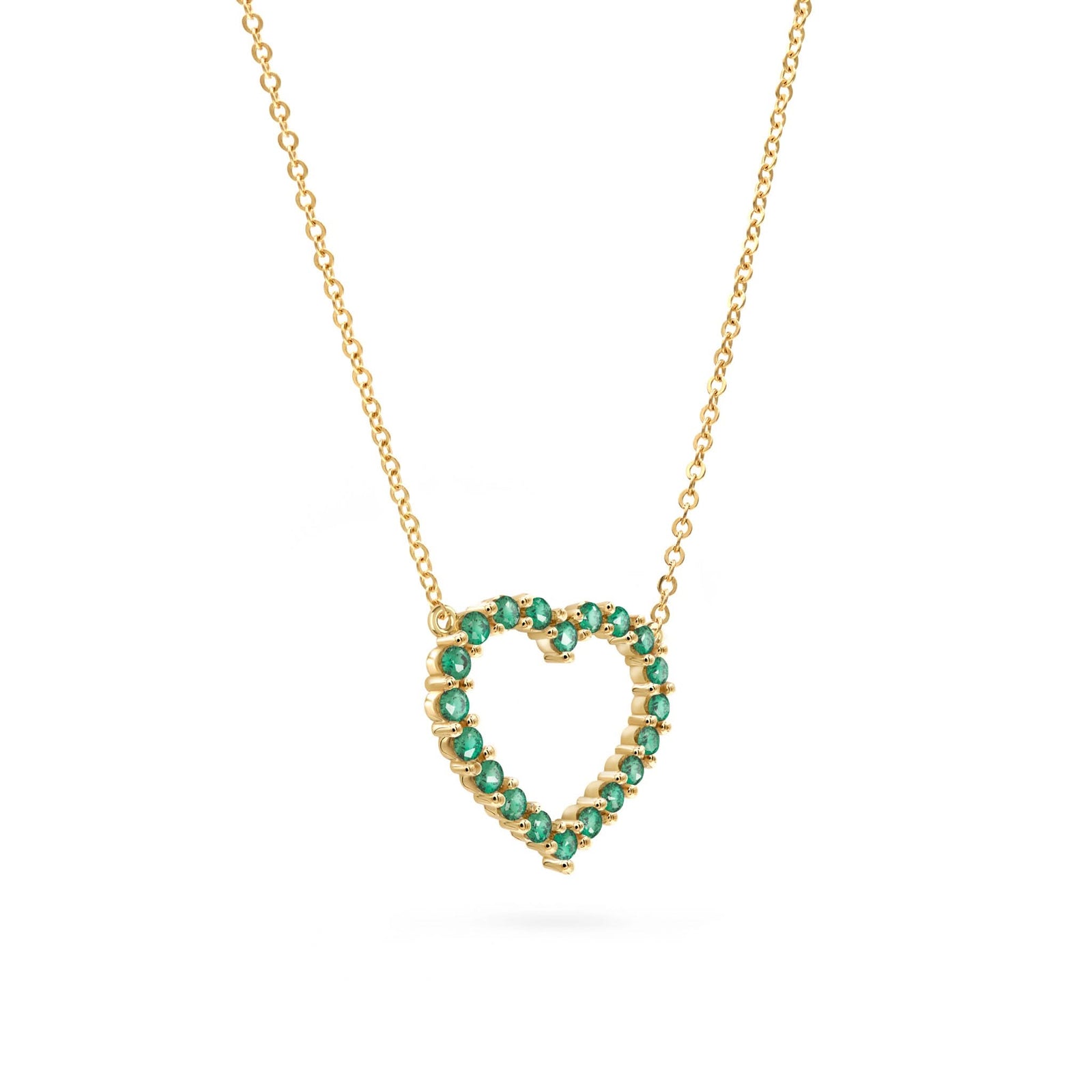 Rosecliff Heart Emerald Necklace in 14k Gold (May)