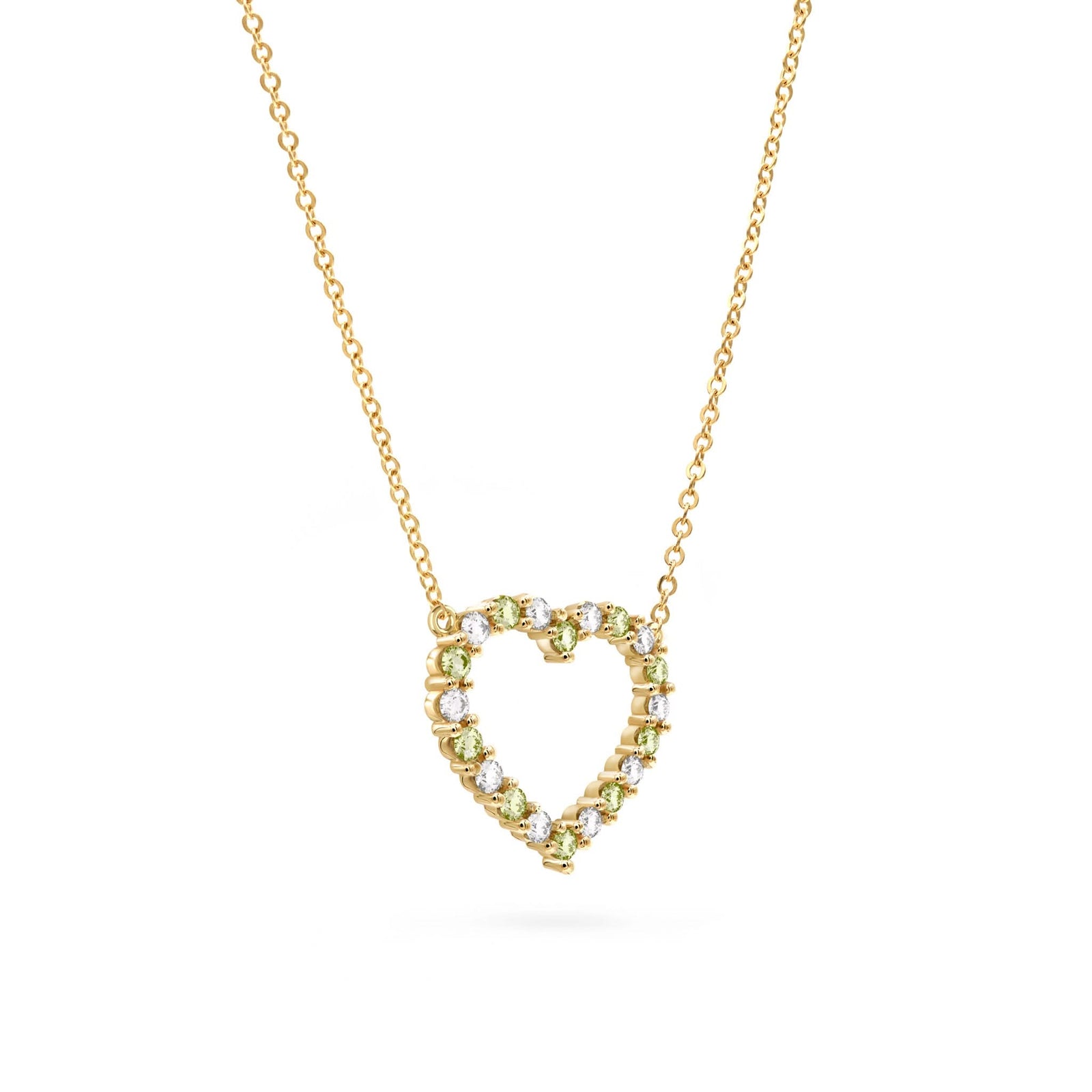 Rosecliff Heart Diamond & Peridot Necklace in 14k Gold (August)