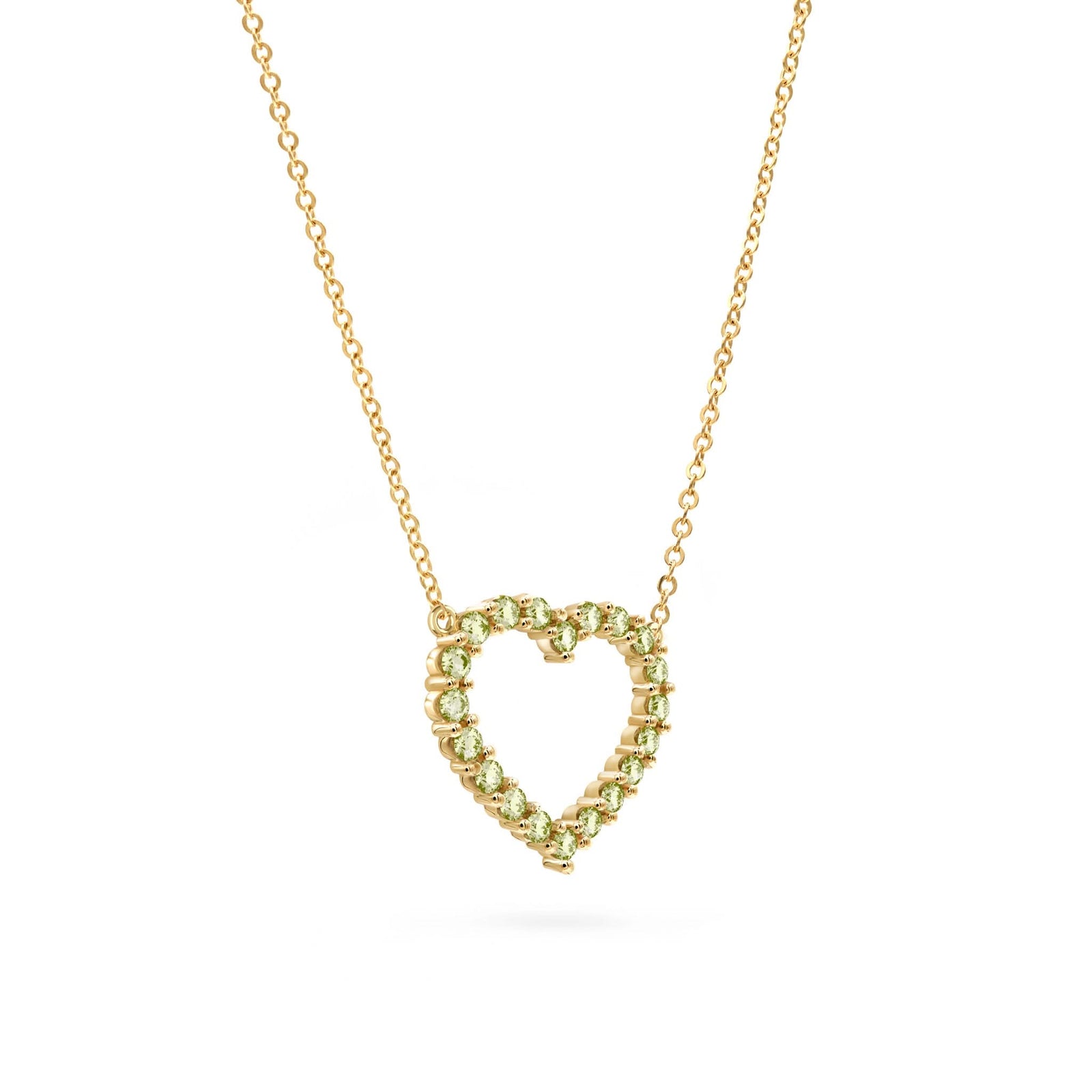 Rosecliff Heart Peridot Necklace in 14k Gold (August)