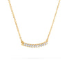 Rosecliff bar necklace with eleven 2 mm faceted round cut diamonds prong set in solid 14k yellow gold - angled view