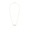 Rosecliff bar necklace with eleven 2 mm faceted round cut emeralds prong set in solid 14k yellow gold