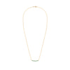 Rosecliff bar necklace with eleven alternating 2 mm faceted round cut emeralds and diamonds prong set in 14k yellow gold