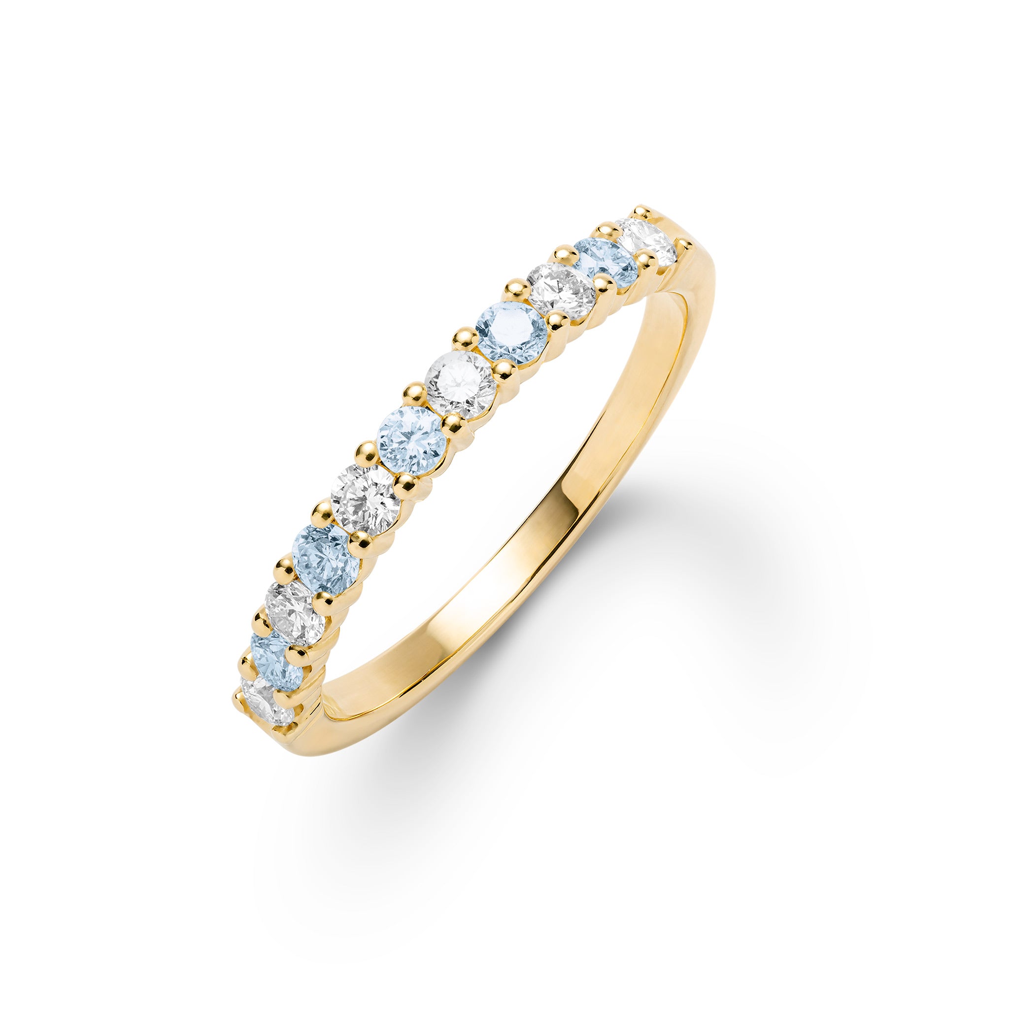 Rosecliff Diamond & Nantucket Blue Topaz Stackable Ring in 14k Gold (D