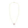 Rosecliff Heart Necklace featuring twelve faceted round cut rubies prong set in 14k yellow Gold