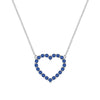 Rosecliff Heart Necklace featuring twenty faceted round cut sapphires prong set in 14k white Gold