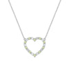 Rosecliff Heart Necklace featuring twenty alternating peridots and diamonds prong set in 14k white Gold
