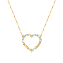 Rosecliff Heart Diamond & Peridot Necklace in 14k Gold (August)