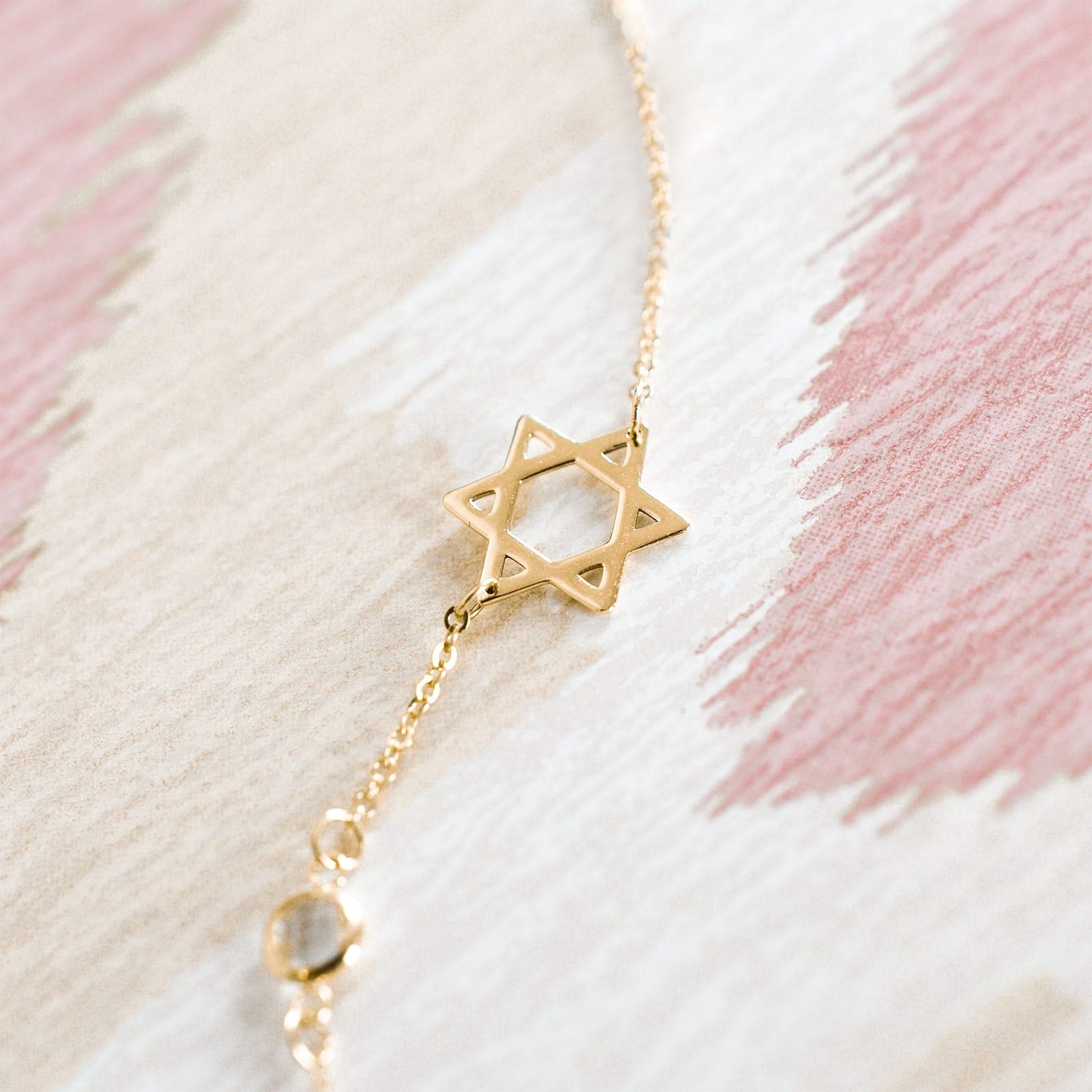 14k yellow gold Classic necklace featuring one birthstone and a 1/2" cutout Star of David