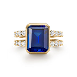 Warren Vertical Sapphire Ring with Diamonds in 14k Gold (September)