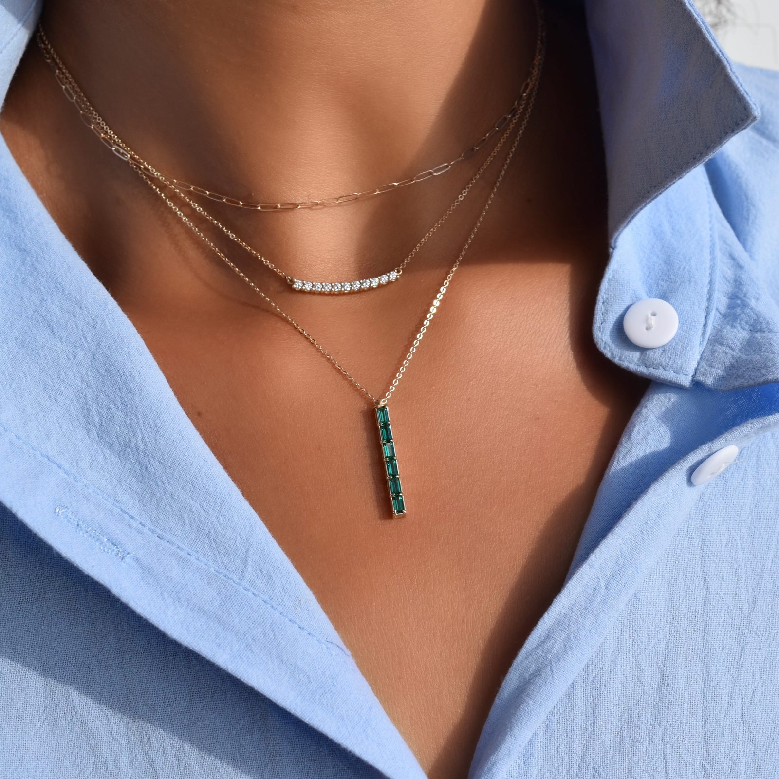Providence 6 Emerald Pendant in 14k Gold (May)