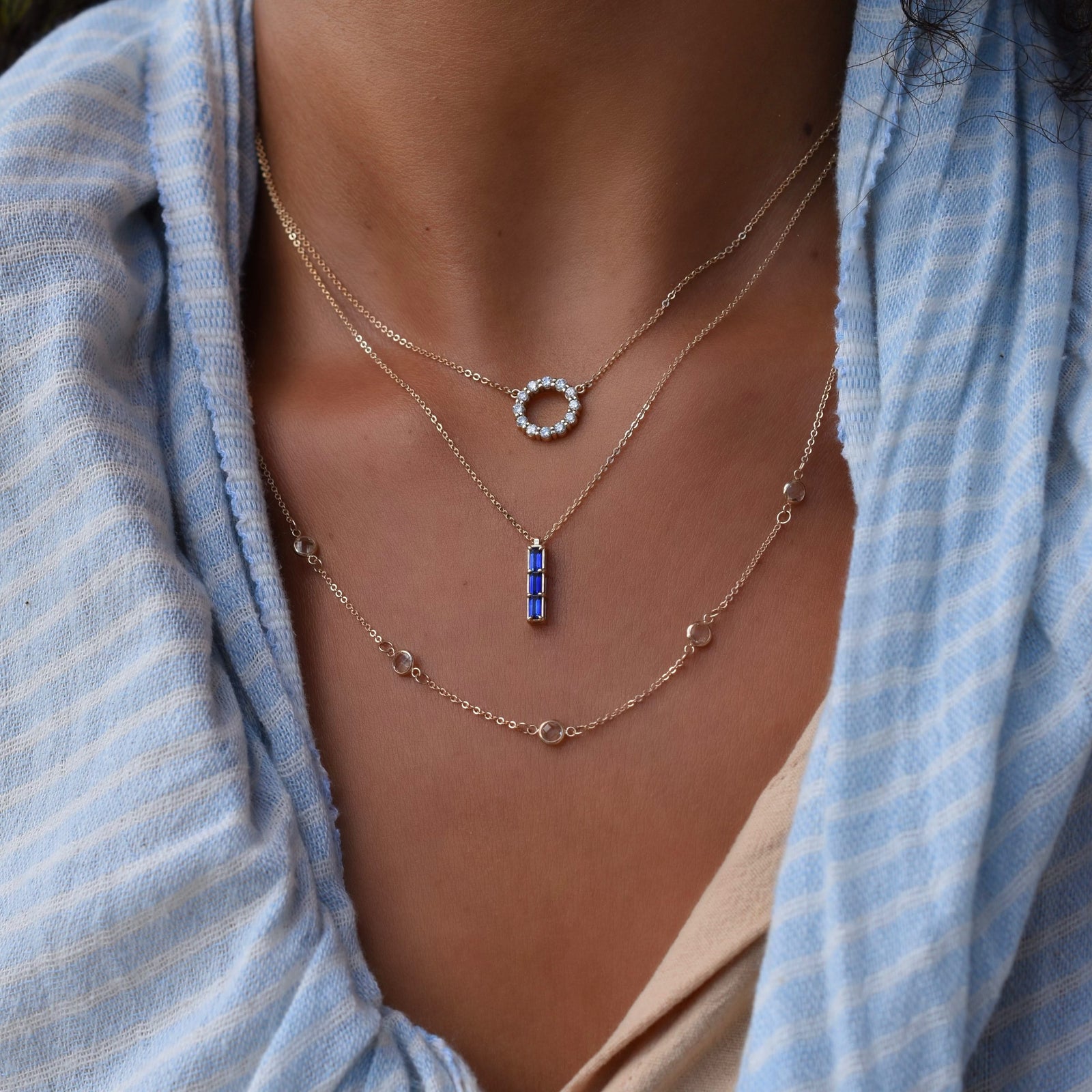 Providence 3 Sapphire Pendant in 14k Gold (September)