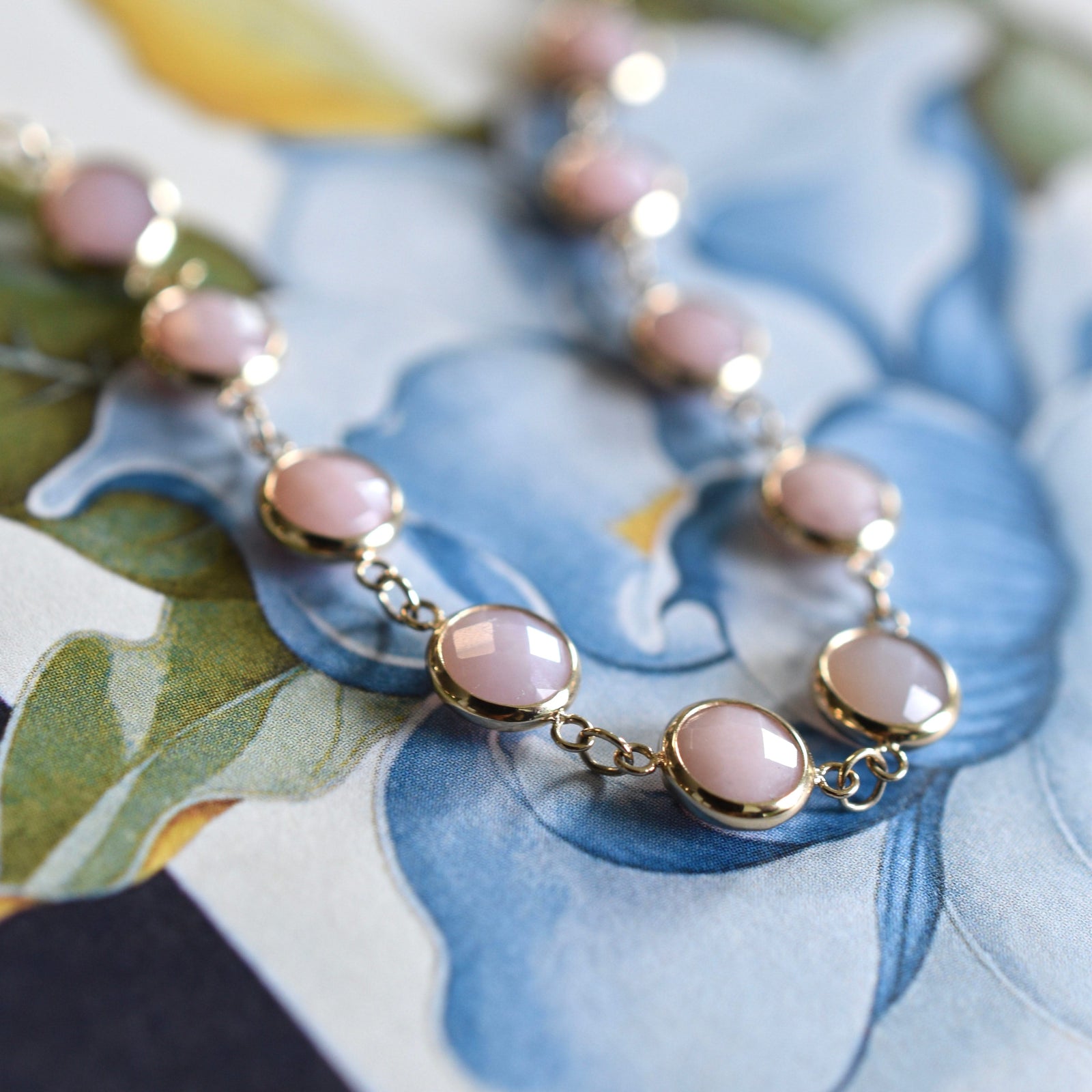 Newport Grand Pink Opal Bracelet in 14k Gold (October)