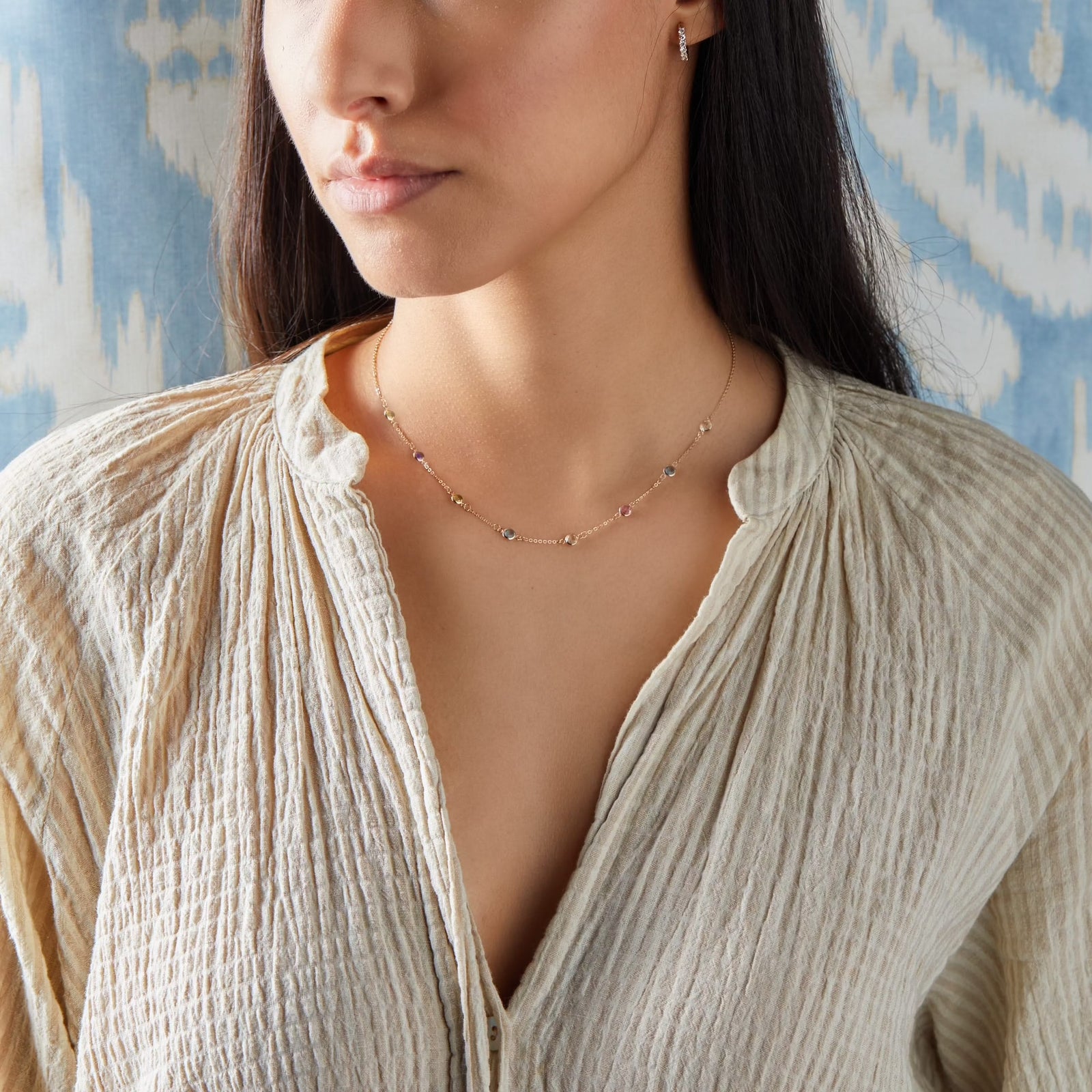 Petite 8 Birthstone Necklace in 14k Gold