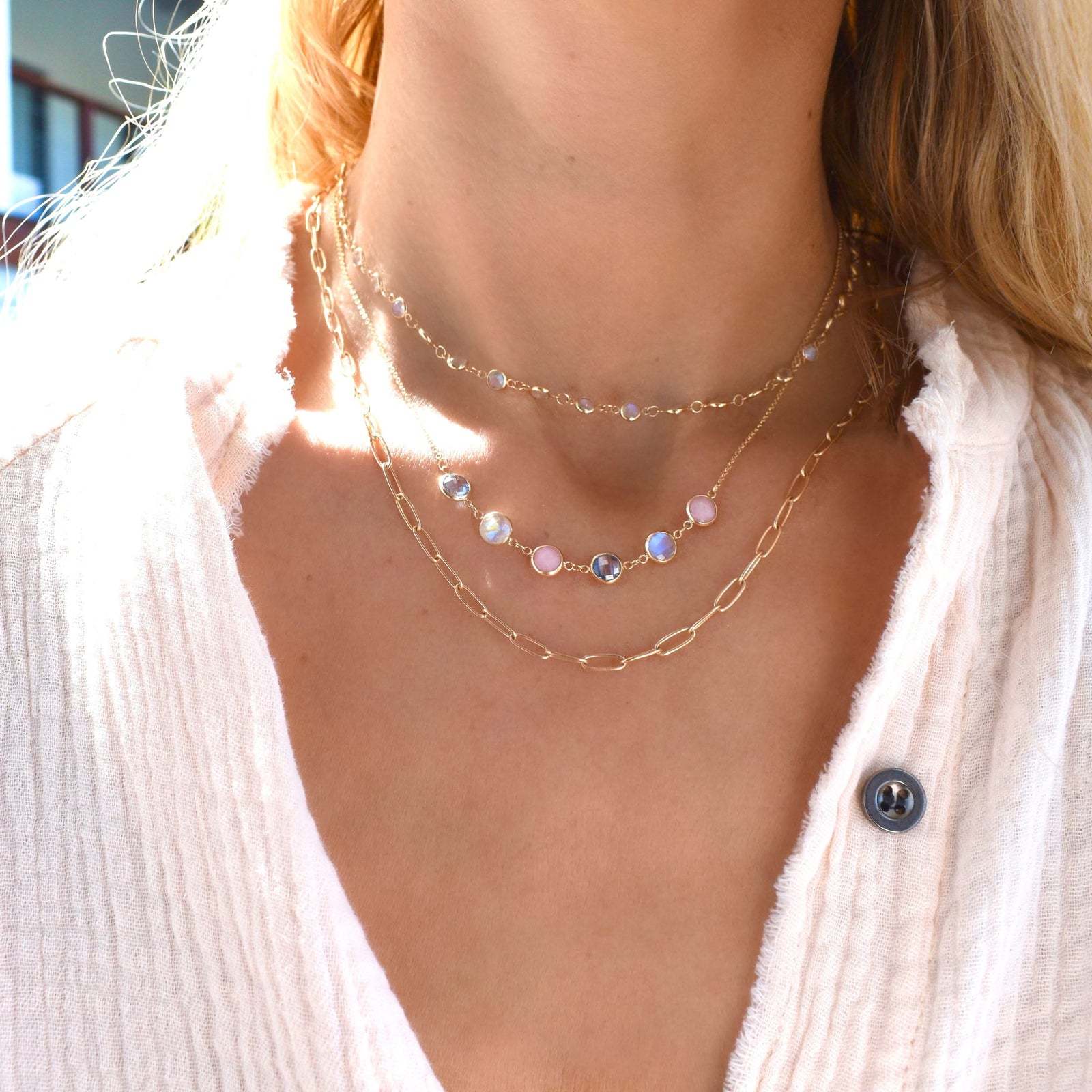 Grand 6 Connected Birthstone Necklace in 14k Gold