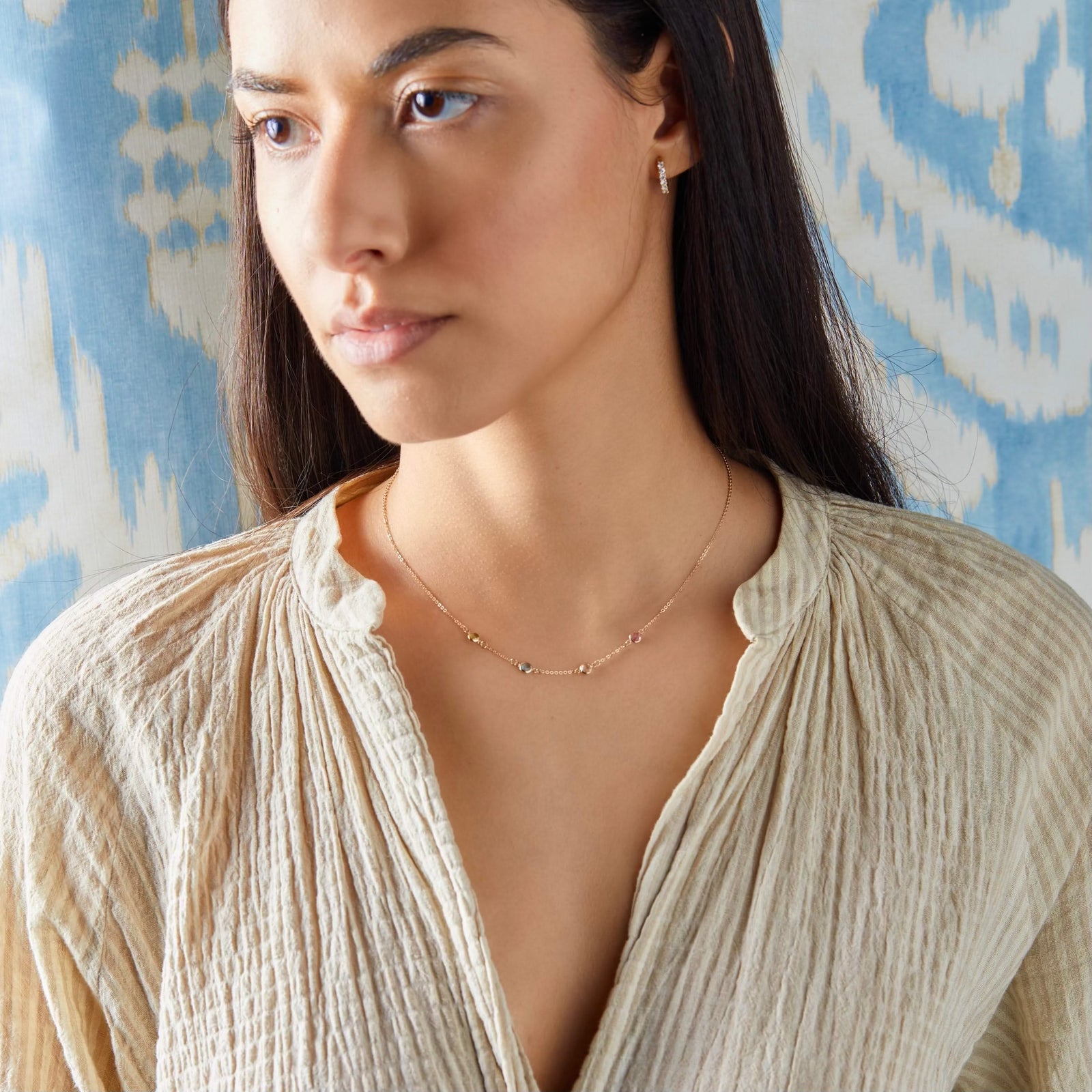 Petite 4 Birthstone Necklace in 14k Gold