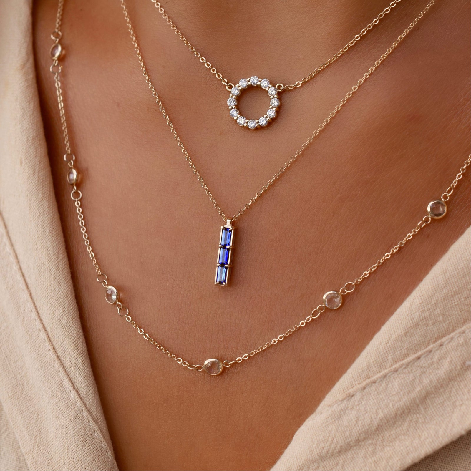 Providence 3 Sapphire Pendant in 14k Gold (September)