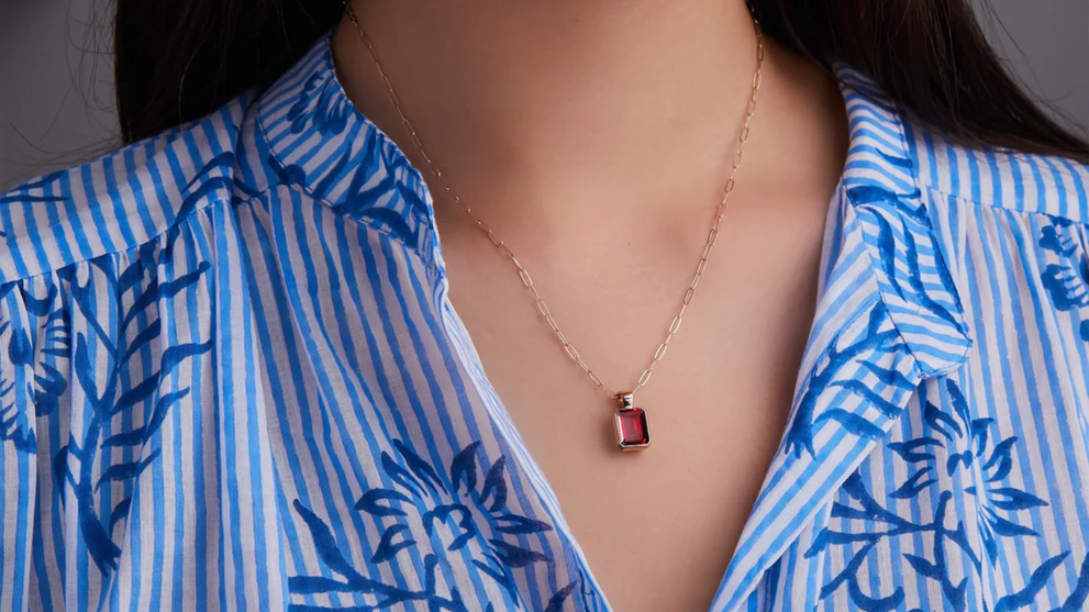 July Birthstone Pendant Necklace