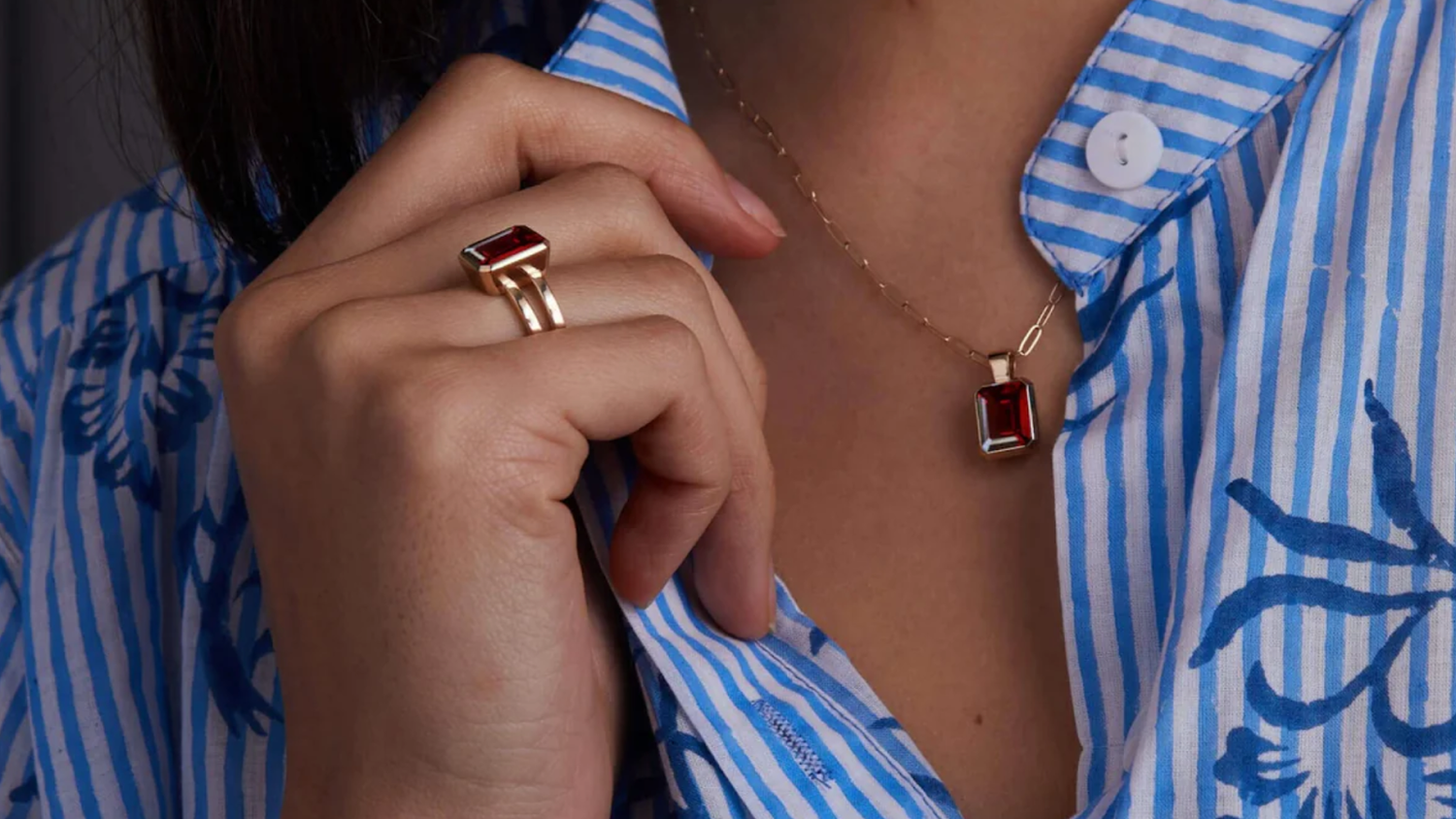 Model Wearing Garnet Gift Suggestions For New Year's Day