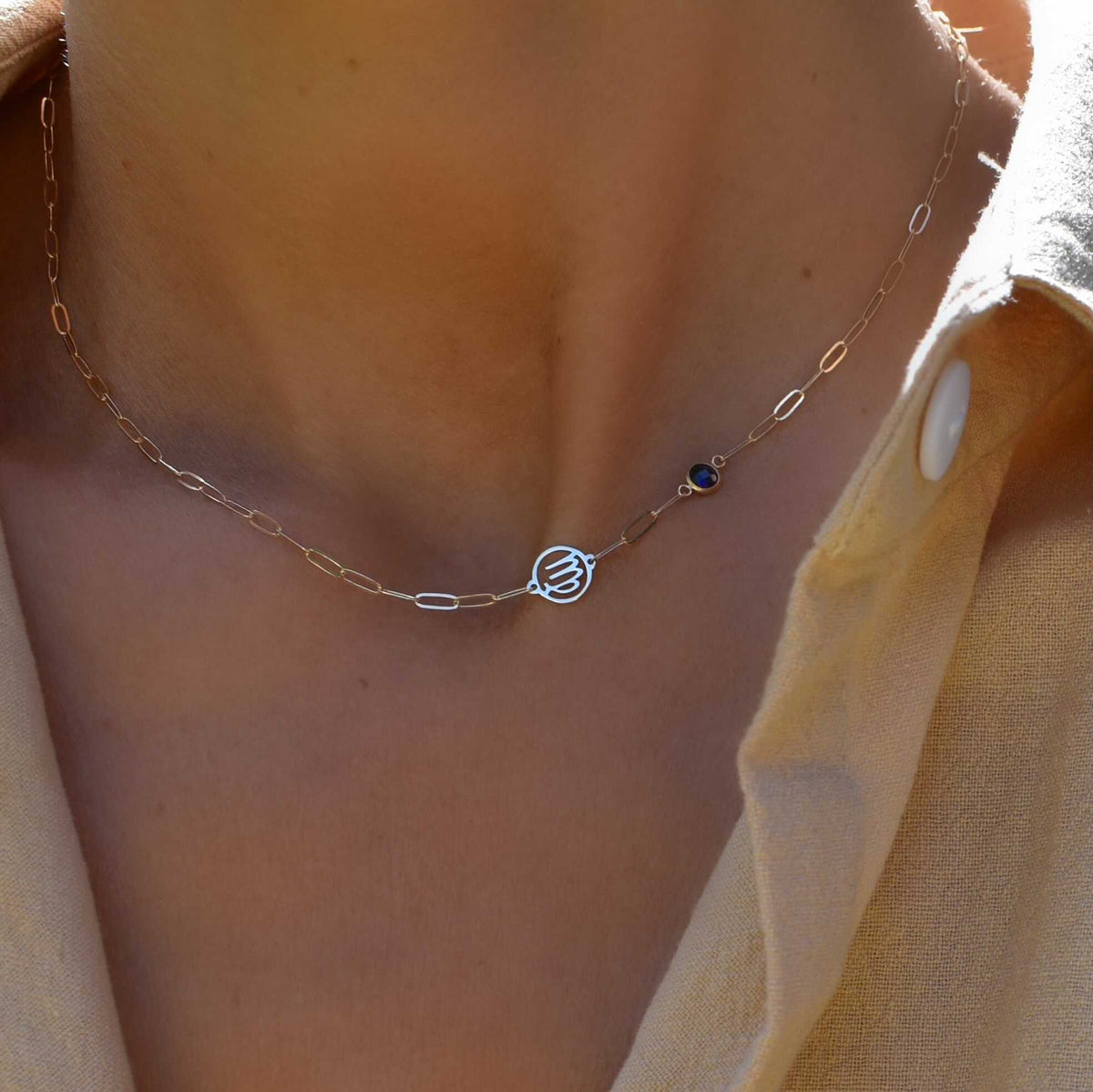 Diamond and Blue Sapphire Virgo Constellation Zodiac Tag Necklace in  Sterling Silver
