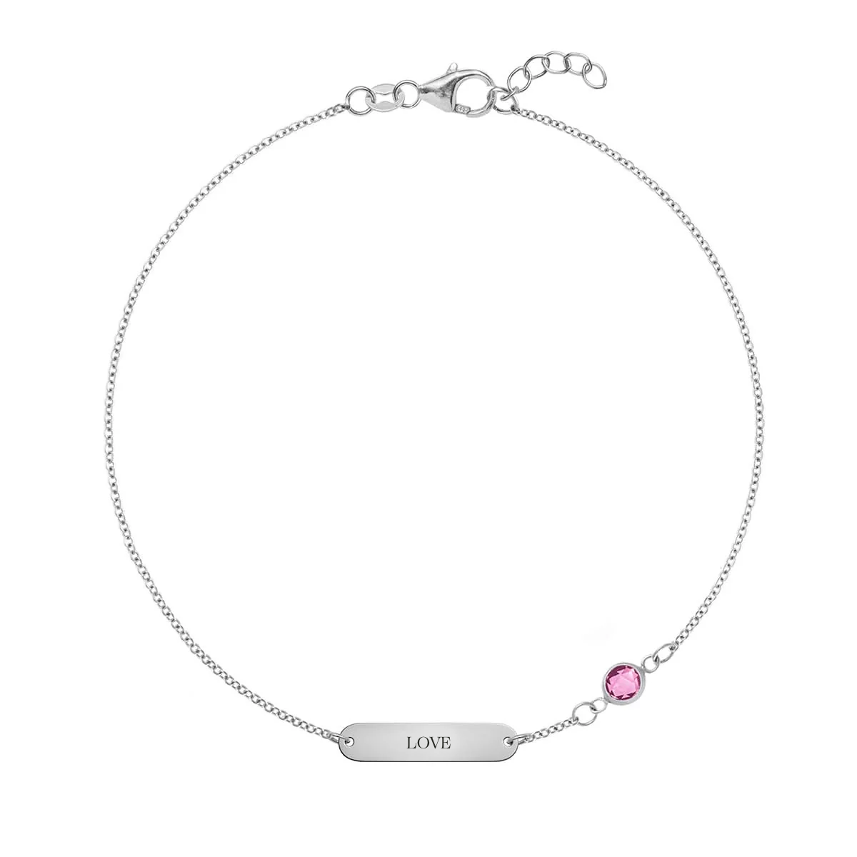 Pink Awareness LOVE & 1 Petite Pink Sapphire Bracelet in 14k Gold