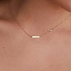 1 Nameplate & 1 Petite Moonstone Necklace in 14k Gold (June)