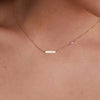 1 Nameplate & 1 Petite Pink Sapphire Necklace in 14k Gold (October)