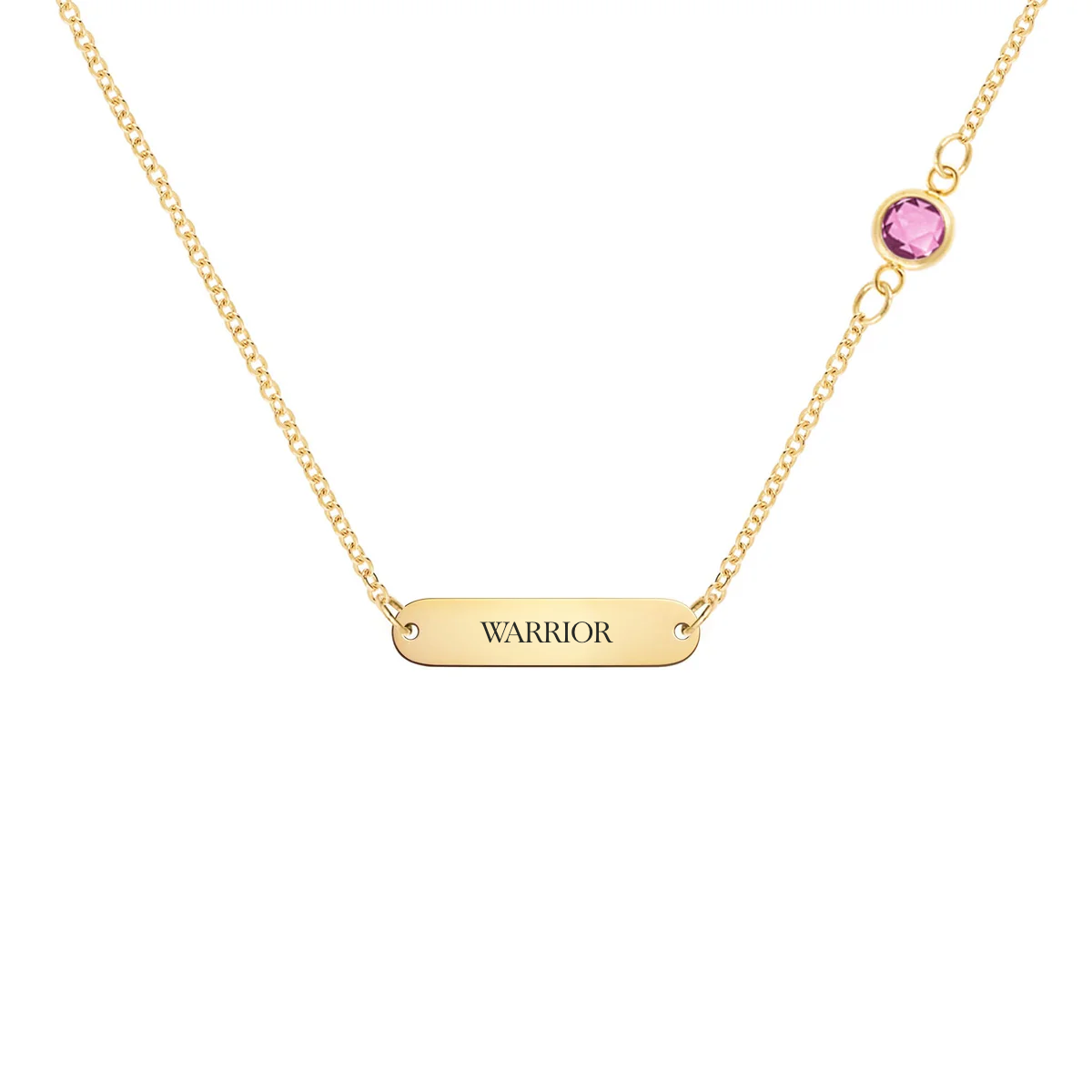 Pink Awareness WARRIOR & 1 Petite Pink Sapphire Necklace in 14k Gold