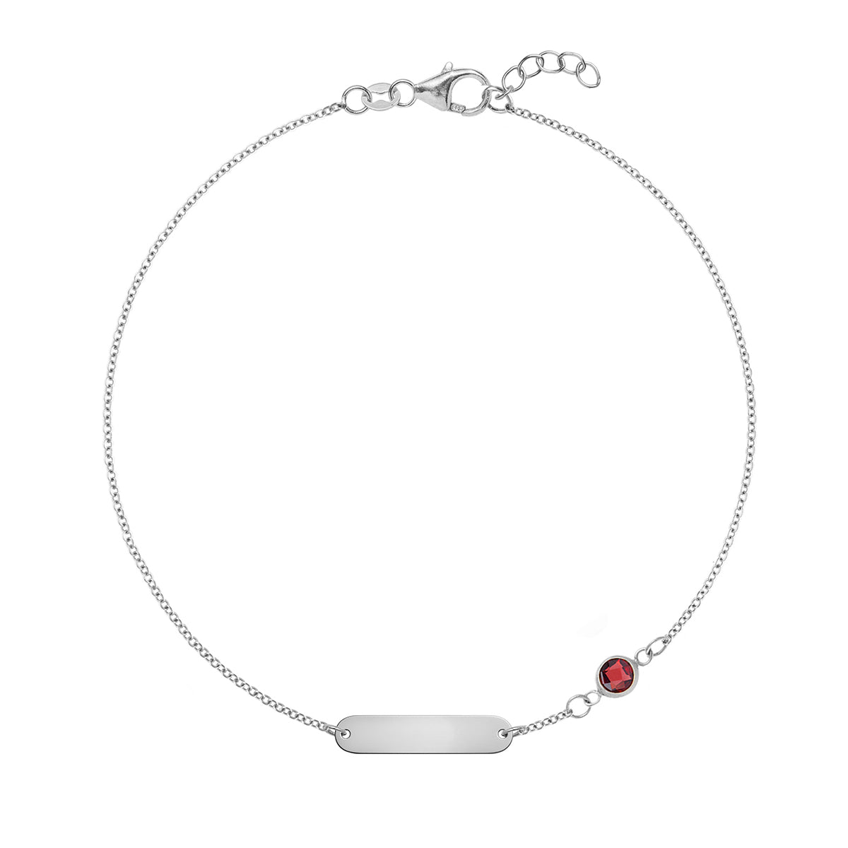 1 Nameplate & 1 Petite Garnet Bracelet in 14k Gold (January)