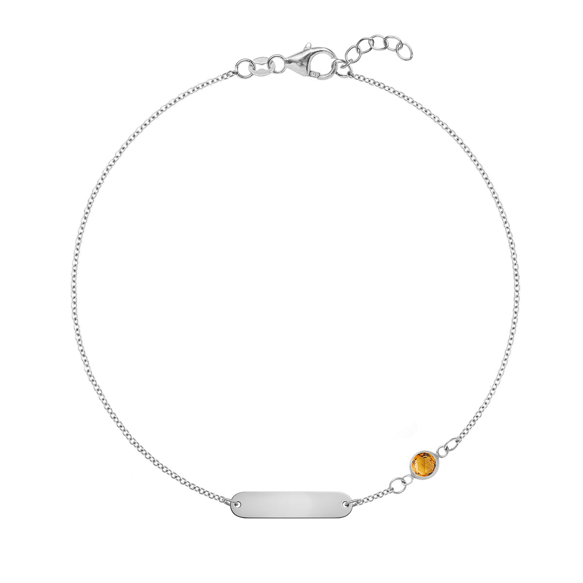 1 Nameplate & 1 Petite Citrine Bracelet in 14k Gold (November)