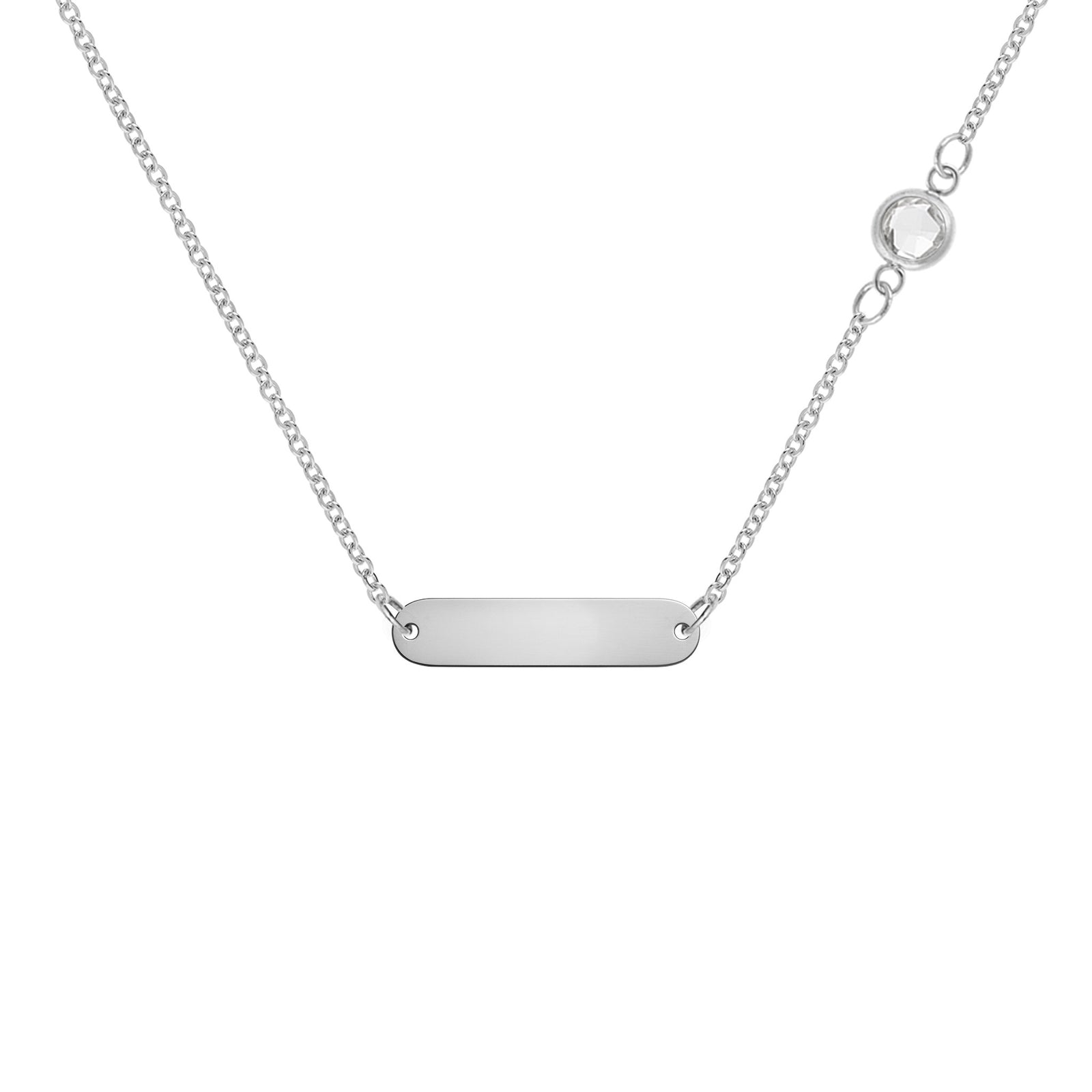 1 Nameplate & 1 Petite White Topaz Necklace in 14k Gold (April)