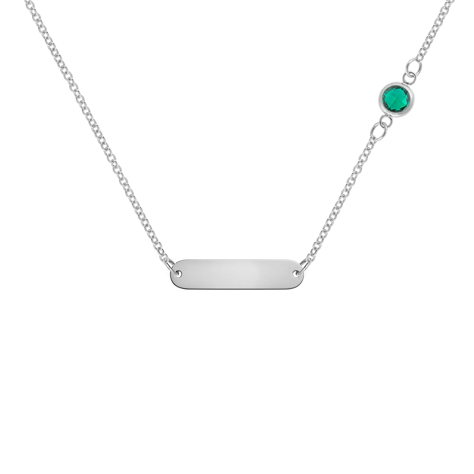 1 Nameplate & 1 Petite Emerald Necklace in 14k Gold (May)