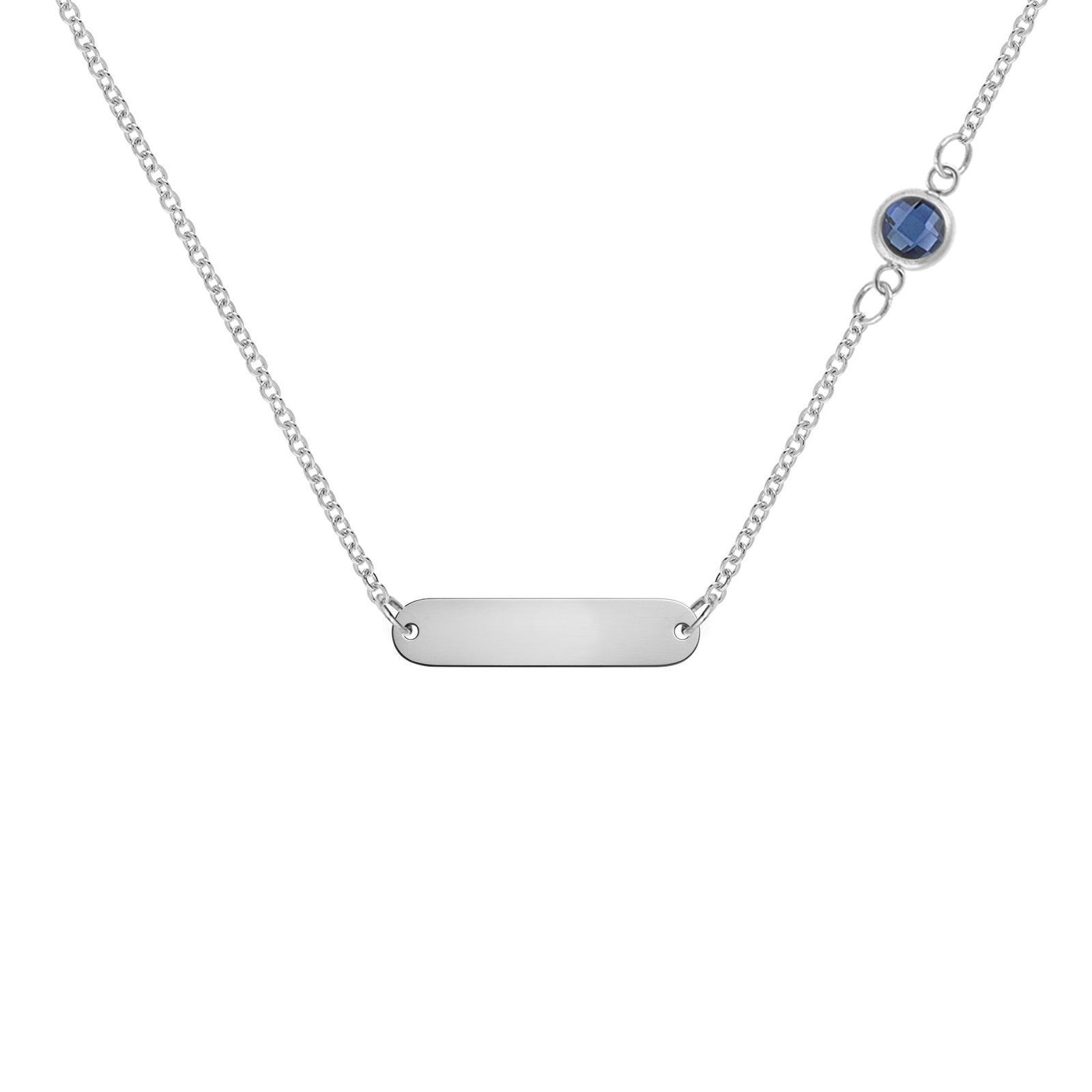 1 Nameplate & 1 Petite Sapphire Necklace in 14k Gold (September)