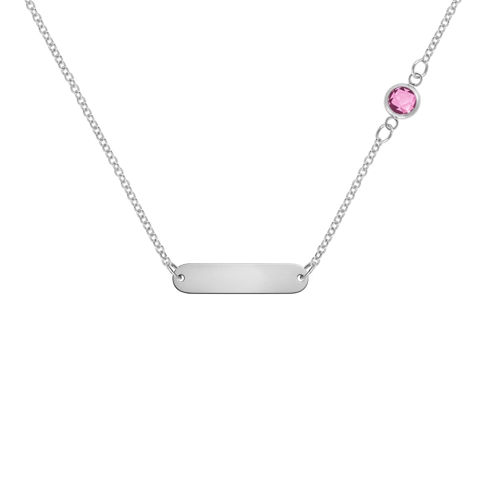 1 Nameplate & 1 Petite Pink Sapphire Necklace in 14k Gold (October)