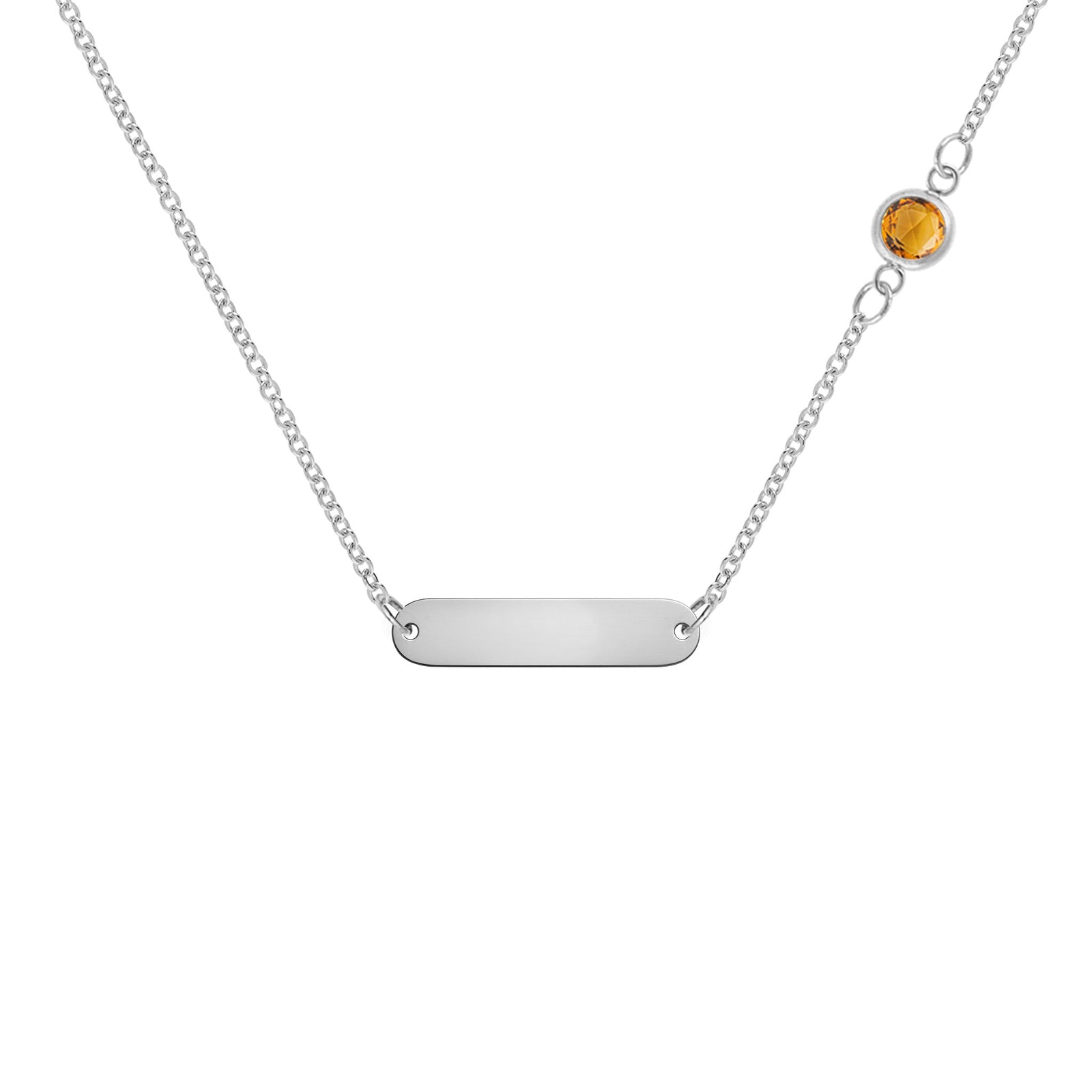 1 Nameplate & 1 Petite Citrine Necklace in 14k Gold (November)
