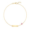 1 Nameplate & 1 Petite Pink Sapphire Bracelet in 14k Gold (October)