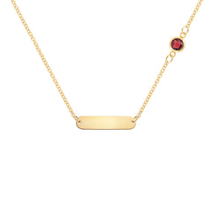 1 Nameplate & 1 Petite Garnet Necklace in 14k Gold (January)