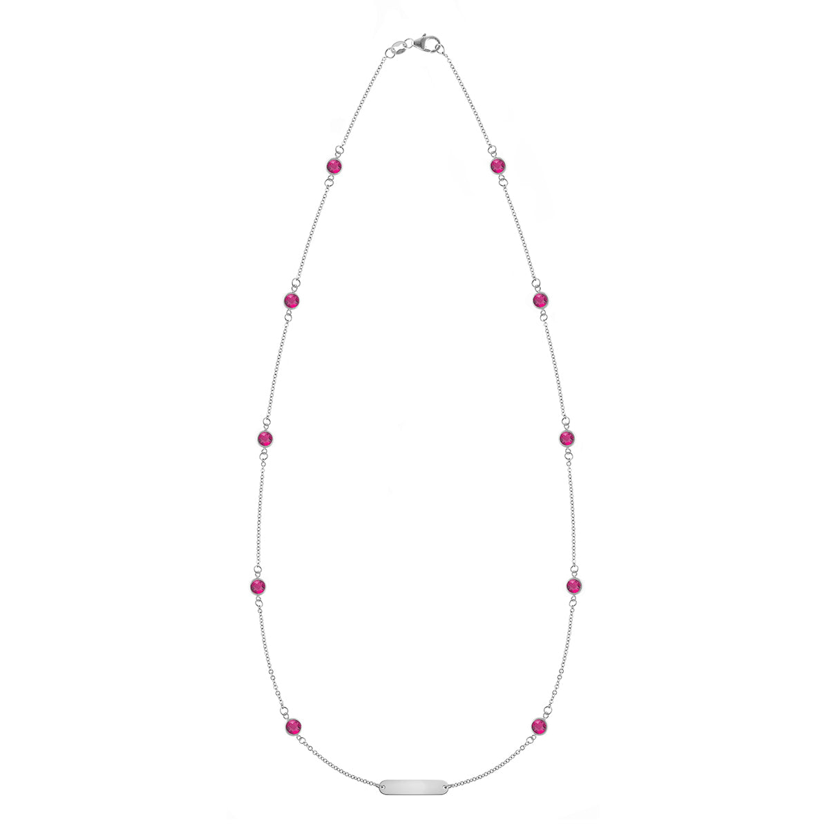 1 Nameplate & 10 Petite Ruby Necklace in 14k Gold (July)