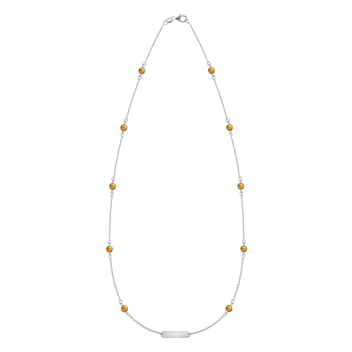 1 Nameplate & 10 Petite Citrine Necklace in 14k Gold (November)