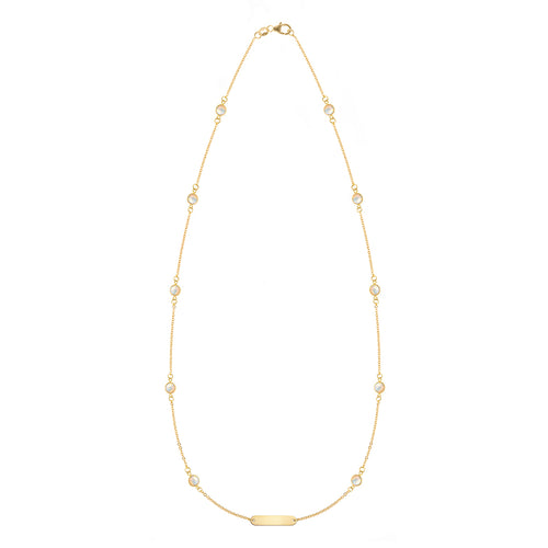 1 Nameplate & 10 Petite Opal Necklace in 14k Gold (October)