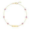 Pink Awareness HOPE & 6 Petite Pink Sapphire Bracelet in 14k Gold